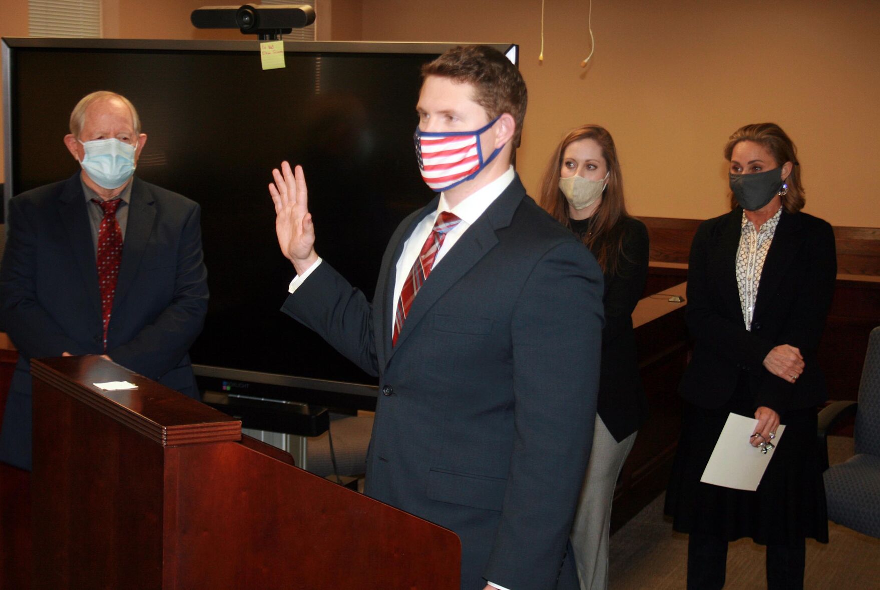 Hunter Michael Burkhalter is sworn is as third generation attorney